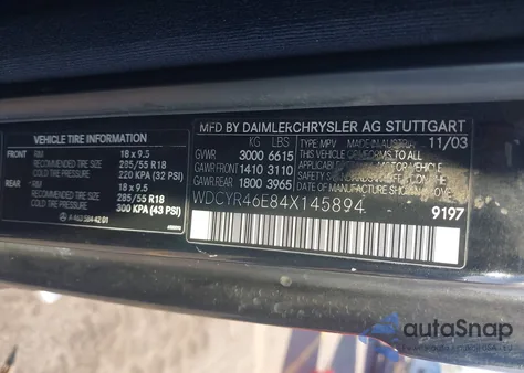 2004 Mercedes-Benz G 55 Amg 4Matic from USA, damaged, VIN WDCYR46E84X145894